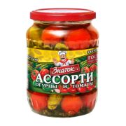 Ассорти Огурцы+Томаты ст/б 680гр ЗНАТОК 1/8шт