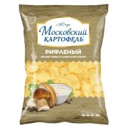 Чипсы картофельные 120гр  рифл. со вкус. БЕЛЫХ ГРИБОВ в слив.соусе МОСКОВСКИЙ ХРУСТ  1/16