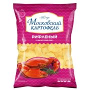 Чипсы картофельные 120гр  рифл. со вкус. КАМЧАТСКОГО КРАБА  МОСКОВСКИЙ ХРУСТ  1/16